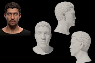 realistic 3d head bust face model custom portrait sculpture stl for 3d printing