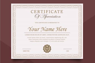 design a professional certificate for your training, award or any purpose