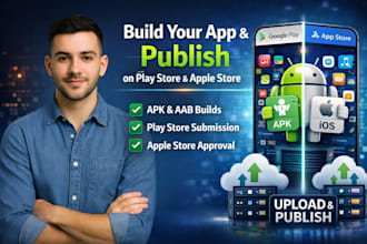 build app apk or aab and publish, update to google play, apple store