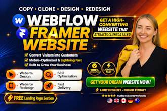 design webflow website, framer website, figma to webflow framer landing page