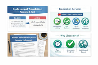 professional english  arabic  french