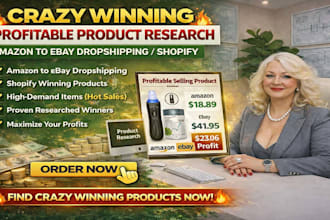 do market research, product research and niche research for shopify amazon ebay