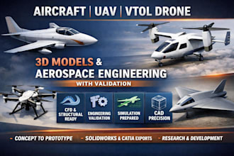 design aircraft, uav, vtol drone 3d models with aerospace engineering validation