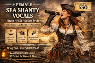 sing sea shanty female vocals  with pirate folk songs and authentic sailor vocal