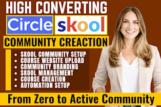 setup skool online community manager, mighty network hub course content