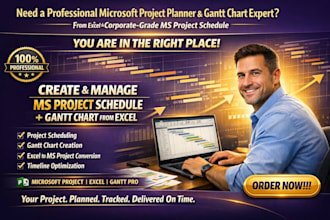 create, manage a professional microsoft project schedule gantt chart from excel