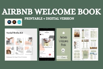 design modern editable airbnb welcome book template house host manual guidebook