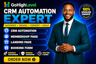 setup gohighlevel CRM automation, membership page, landing page, booking form