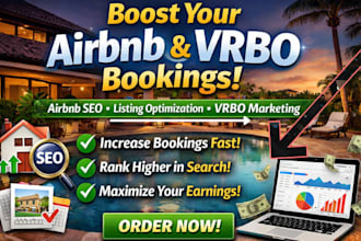boost airbnb booking, airbnb marketing, airbnb listing, vrbo and optimization