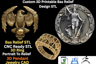 design custom jewelry pendant bas relief stl for cnc engraving and 3d printing