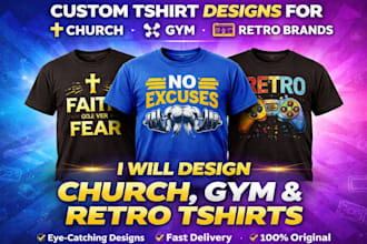 design unique tshirt design for church  gym retro vintage and community merch
