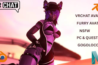 create a custom vrchat avatar 3d model furry avatar anime vrc avatar nsfw