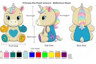 do custom plushie reference sheet animal character concept stuffed kawaii design