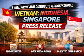 write and distribute a professional vietnam, indonesia, singapore press release