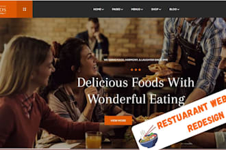 design restaurant website, cafe website with online ordering, menu and booking