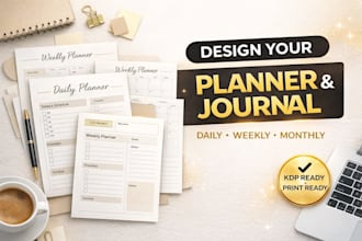 design custom planners and journal daily, weekly, monthly