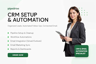 set up pipedrive CRM, workflow automation and email marketing integration