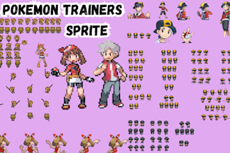 pokemon trainer sprite, overworld sprite, fakemon character in gen 2 3 4 5 style