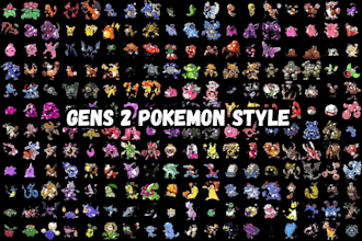 pokemon trainer sprite, overworld sprite, fakemon character in gen 2 3 4 5 style