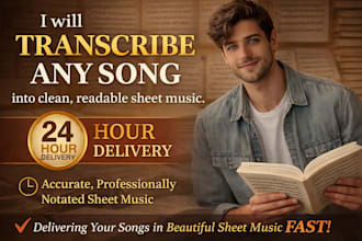 transcribe any song into clean, readable sheet music within 24 hours