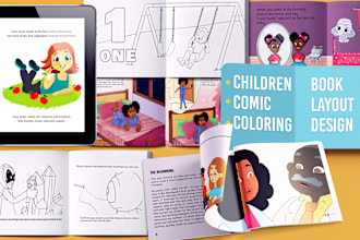 do children, comic, coloring book layout design