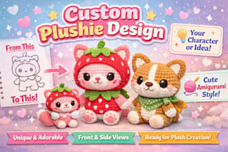 custom plushie toy character design amigurumi stuffed animal