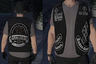 create custom fivem clothing, kuttes mc, mc vest, biker clothing fivem gang vest