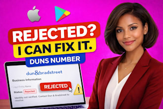 fix d u n s number and business verification for apple and google developer