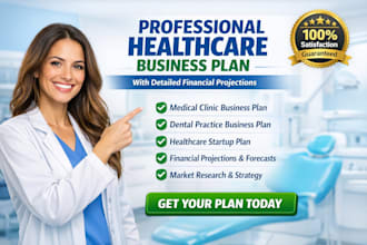 write a medical clinic, healthcare,dental practice business plan with financials