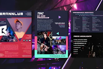 design artist dj epk, author media kit, speaker press kit, one sheet, brand kit