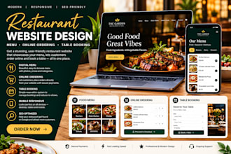 design restaurant website with menu, online ordering and table booking
