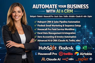 hubspot flodesk housecall pro excel, xero, twilio airtable claude ai, n8n zapier