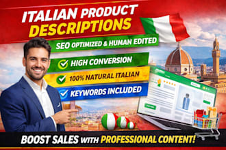 write italian product descriptions with SEO and ai editing