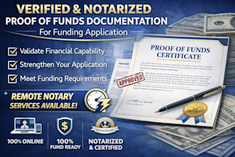 do cpaverified and notarized proof of fund documentation for funding application