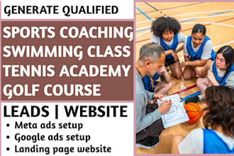 generate sports coaching, swimming, tennis academy, golf course leads website