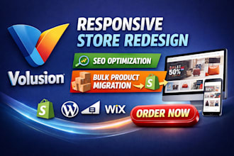 redesign a responsive volusion store with seo fixes and bulk product migration