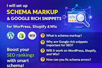 set up schema markup and google rich snippets for wordpress shopify, wix