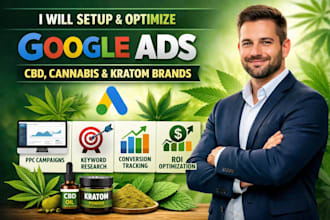 setup and optimize google ads cbd brand cannabis  and kratom brand