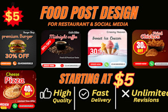 design eye catching food post for restaurant social media