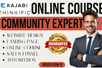 design kajabi website, thinkific website design, podia teachable landing page