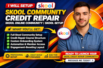 setup skool community credit repair skool online community skool setup