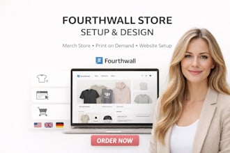 create fourth wall merch store, website design and print on demand setup
