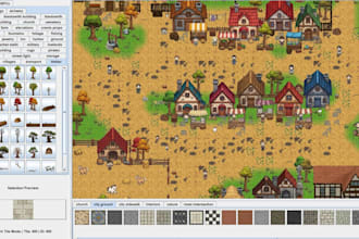 design custom tiled map, tileset with tiled editor, rpg maker for pixel art game