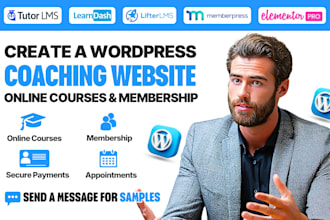 create a wordpress coaching website with online courses and membership