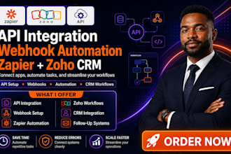 do API integration, webhooks, automation, zapier, zoho workflows, CRM sync