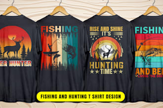 unique fishing and hunting t shirt designs for pod business