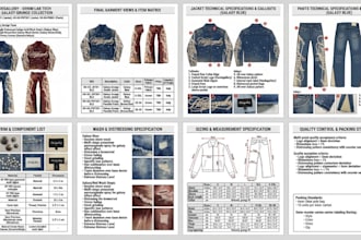 design fashion tech pack streetwear clothing flat sketch tshirt hoodies techpack