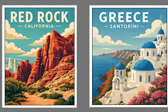 create retro travel posters and city wall art, vintage poster for any city