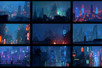 design cyberpunk city environment art for you