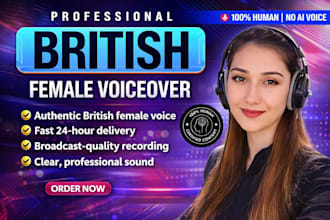 record professional british, polish, or american voice over in 24 hours